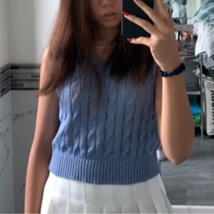 blue knit sweater vest